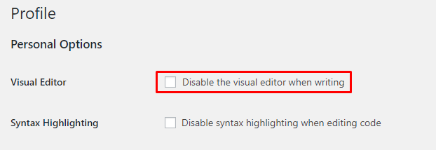 Disable the visual editor when writing